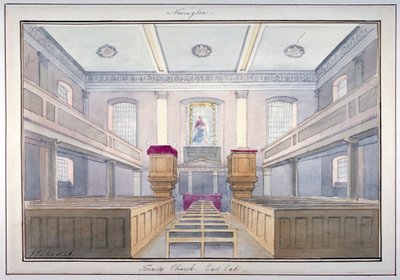 Vnitřní pohled na východní konec kostela Nejsvětější Trojice, Newington, Southwark, Londýn, 1826 od G Yates