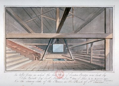 Pohled na založení London Bridge, 1825 od G Yates