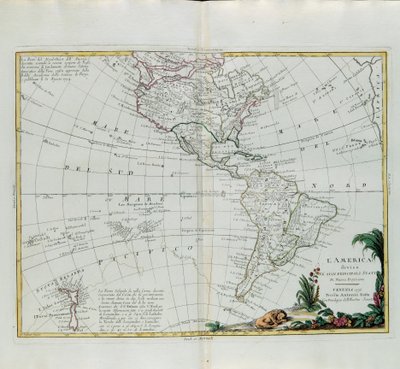 Amerika rozdělená na své hlavní státy, rytina G. Zuliani převzata z Toma I. z Nejnovějšího atlasu vydaného v Benátkách roku 1776 Antoniem Zattou, Soukromá sbírka od G. Zuliani