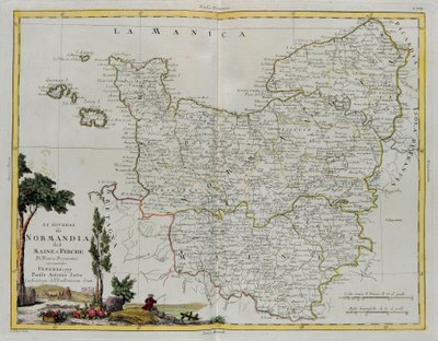 Governances of Normandie, Maine a Perche, rytina G. Zuliani převzatá z Toma I. z Nejnovějšího atlasu vydaného v Benátkách v roce 1777 Antoniem Zattou, Soukromá sbírka od G. Zuliani
