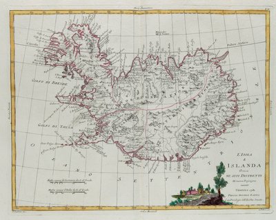 Island rozdělený na své obvody, rytina G. Zuliani převzatá z Toma III z „Nejnovějšího atlasu“ vydaného v Benátkách v roce 1781 Antoniem Zattou, Soukromá sbírka od G. Zuliani