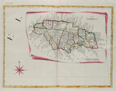 Jamajka, rytina G. Zuliani převzatá z Toma I. z "Nejnovějšího atlasu" vydaného v Benátkách v roce 1778 Antoniem Zattou, Soukromá sbírka od G. Zuliani