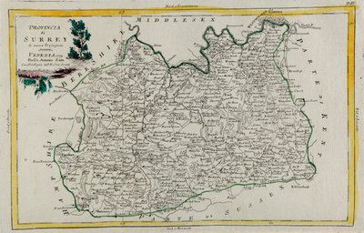 Provincie Surrey, rytina G. Zuliani převzatá z Toma I. z „Nejnovějšího atlasu“ vydaného v Benátkách v roce 1779 Antoniem Zattou, Soukromá sbírka od G. Zuliani