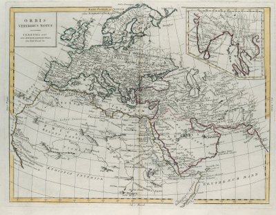 Svět známý Antikům, rytina G. Zuliani převzatá z Toma IV Nejnovějšího atlasu vydaného v Benátkách v roce 1785 Antoniem Zattou, Soukromá sbírka od G. Zuliani