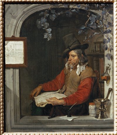 Lékárník, známý také jako lékárník ... od Gabriel (attr. to) Metsu