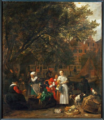 Zeleninový trh v Amsterdamu, Nizozemsko ... od Gabriel (attr. to) Metsu