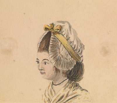 Hlava ženy v nařaseném klobouku, asi 1774 (akvarel) od Gabriel Bray