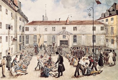 "Vězni z vězení Bicetre jsou spoutáni na dvoře"" Akvarel od Gabriela Cloquemina (konec 18. začátek 19. století) Paris Musée Carnavalet od Gabriel Cloquemin