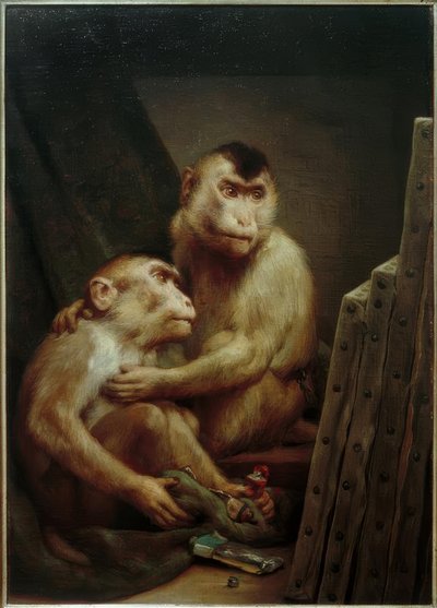 Opice se dívají na obrazy od Gabriel Cornelius Ritter von Max