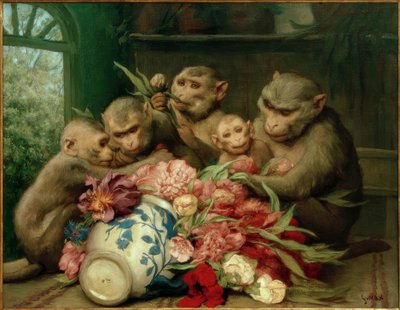 Botanik (opice s květinovou vázou) od Gabriel Cornelius Ritter von Max