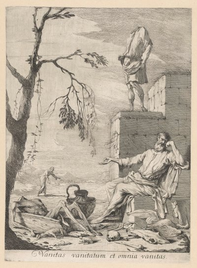 Truchlící filozof obklopený symbolikou vanitas od Gabriel Ehinger
