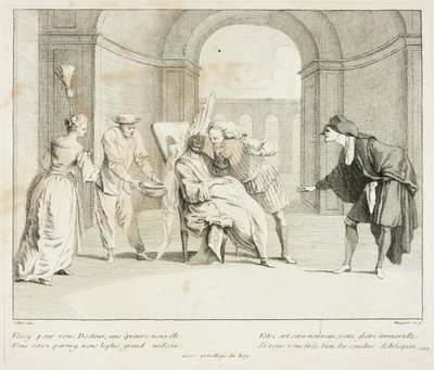 Talíř z knihy Livre de Scènes Comiques od Gabriel Huquier
