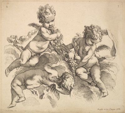Tři děti s ovocným talířem, 1738-45. od Gabriel Huquier