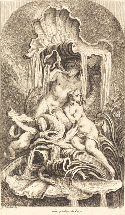 Triton a nymfa od Gabriel Huquier after François Boucher
