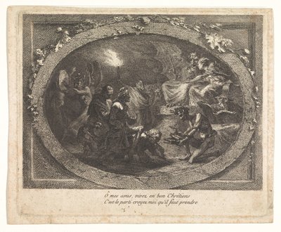 Voltaire dorazil do pekla od Gabriel Jacques de Saint Aubin (school of)