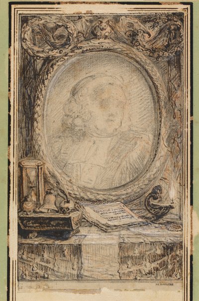 Alegorický rám s netopýrem od Gabriel Jacques de Saint Aubin