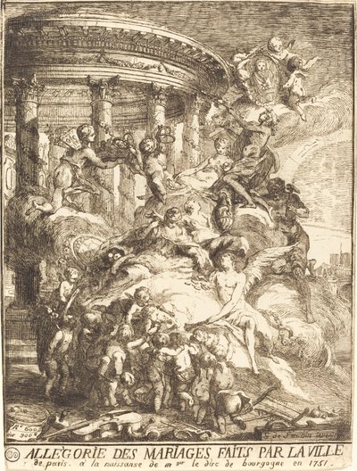 Alegorie sňatků, které uzavřelo město Paříž při narození burgundského vévody od Gabriel Jacques de Saint Aubin