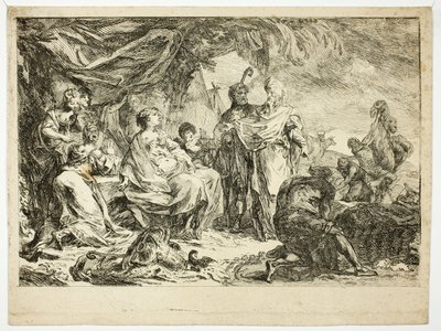 Laban hledá bohy své domácnosti od Gabriel Jacques de Saint Aubin