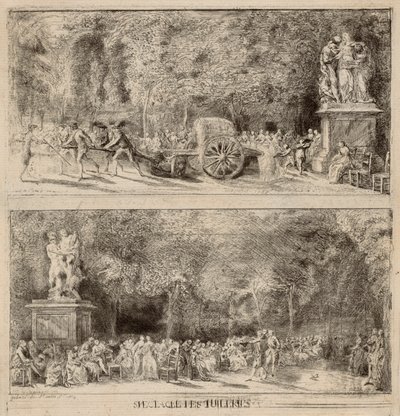 Scény z Tuileries: Židle a vodní vozík od Gabriel Jacques de Saint Aubin