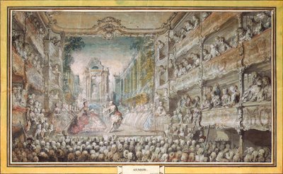 Představení Armidy ve Starém hledišti opery, po roce 1761. od Gabriel Jacques de Saint Aubin