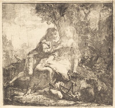 Dva milenci od Gabriel Jacques de Saint Aubin