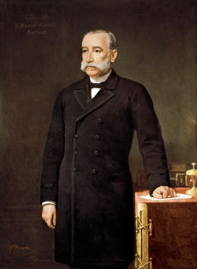 Portrét Manuela ALONSA MARTINEZE (1827-1891), španělského právníka a politika člena Strany liberální unie Madrid, Poslanecký sněm.   Obraz Gabriela Maurety (19. století). od Gabriel Maureta Aracil