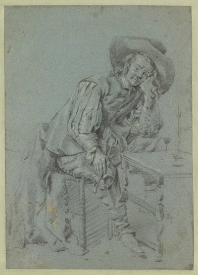 Sedící muž s dýmkou od Gabriel Metsu