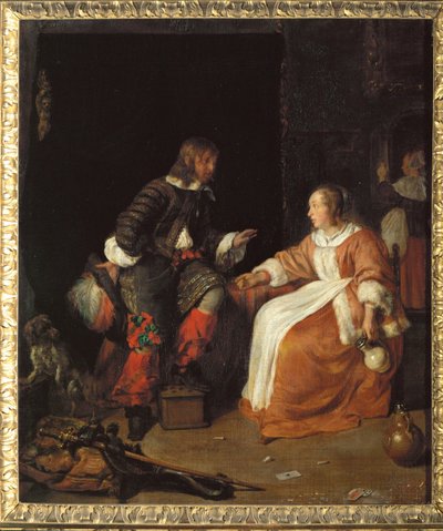 Dáma a důstojník (olej na plátně) od Gabriel Metsu