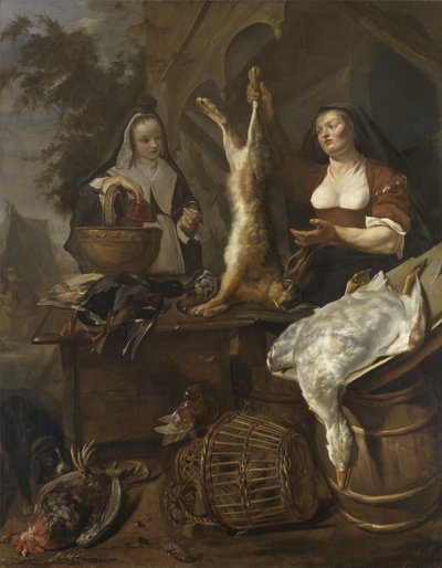 Žena prodávající hru ze stánku od Gabriel Metsu