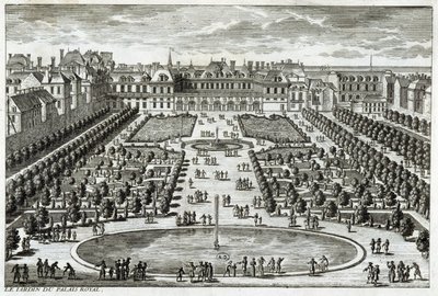 Pohled na Parc du Palais Royal v Paříži. Rytina Perelle, konec 17. století. od Gabriel Perelle