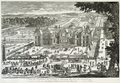 Pohled na hrad Vaux Le Vicomte (Vaux-Le-Vicomte) ze vstupní strany (zahrady od Le ours) - od Perelle, konec 17. století od Gabriel Perelle