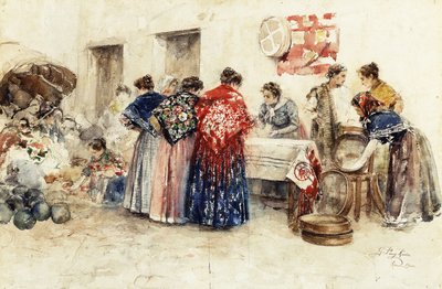 Na trhu, 1900 od Gabriel Puig Roda