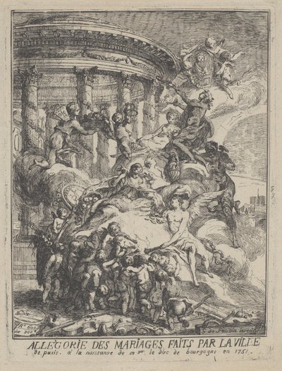 Alegorie sňatků města Paříže při narození vévody z Burgundska, 1751 od Gabriel de Saint Aubin