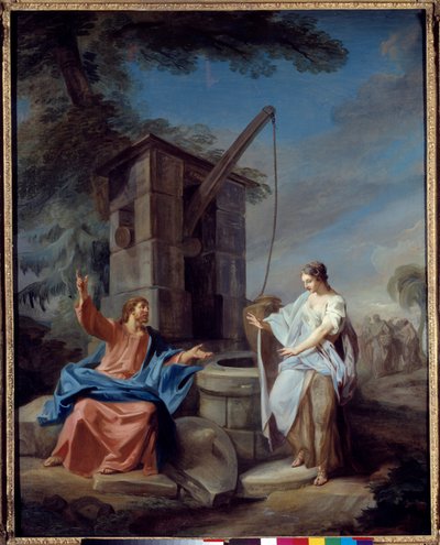 Obraz Kristus a Samaritán od Gabriela de Saint Aubin (1724-1780) 1752 Ne. 1,35x1,06 m Rouen, Musee des Beaux Arts od Gabriel de Saint Aubin