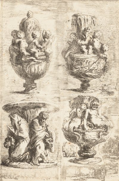 Čtyři vázy, 1754. od Gabriel de Saint Aubin