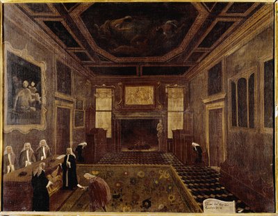 Síň Rady deseti v Dóžecím paláci (Benátky, Sala dei Tre Capi del Consiglio dei Dieci) - obraz od Gabriele Belly (ca. Benátky, nadace Querini Stampalia od Gabriele Bella