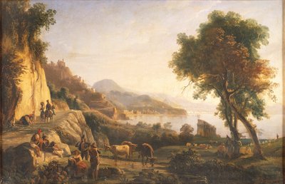 Itálie, Cesta do Amalfi poblíž věže Cetara (olej na plátně) od Gabriele Smargiassi