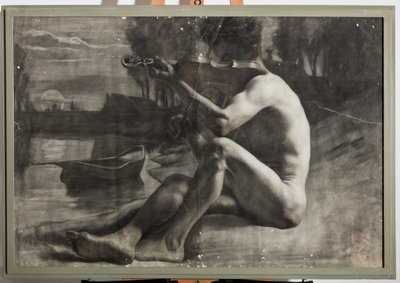 Mužská postava, nahá (uhl na papíře) od Gaetano Bellei