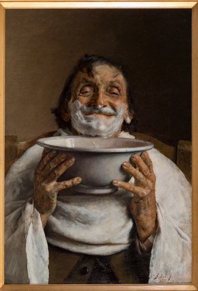 Muž v holičství (olej na plátně) od Gaetano Bellei