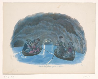 Figurky na veslice v Modré jeskyni na Capri Interno della Grotta azzurra a Capri (název na objektu) od Gaetano Dura