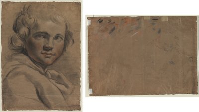 Hlava mladého muže (recto) Náčrt hlavy (verso) od Gaetano Gandolfi