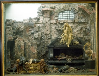Divadlo smrti: Vanitas (kombinovaná média) od Gaetano Giulio Zumbo