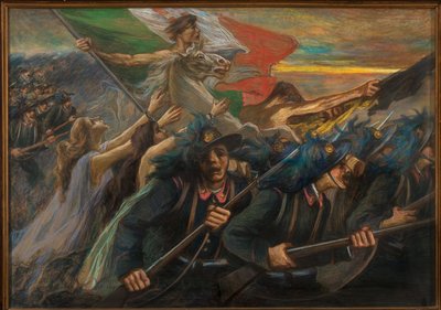 Trento a Terst, The Charge of the Bersaglieri (puškaři) (olej na plátně) od Gaetano Previati