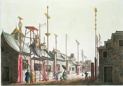Velké pekingské zdi, ilustrace z „Le Costume Ancien et Moderne“ od Giulia Ferraria, vydáno kolem 20.–30. let 18. století (barevná rytina) od Gaetano Zancon