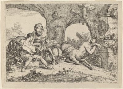 Chiron učí hudbu Achilles od Gaetano Zompini after Giovanni Benedetto Castiglione