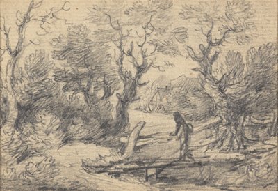 Krajina s postavou na lávce od Gainsborough Dupont