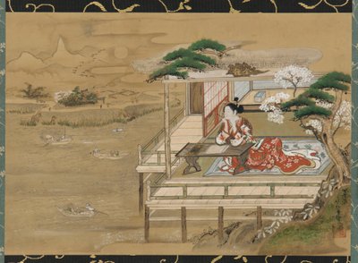 Murasaki Shikibu prášek mpo new g tea tae f Genji at Ishiyamadera, Edo Perio d, 19th line. od Gakutei