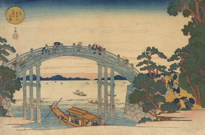 Kamenný most přes řeku Aji, Osaka, 1838. od Gakutei