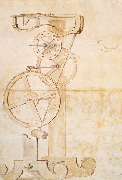 Kresba Galileových kyvadlových hodin, rukopis Galileo Galilei (1564-1642), 85 gal, f 50 r. od Galileo Galilei