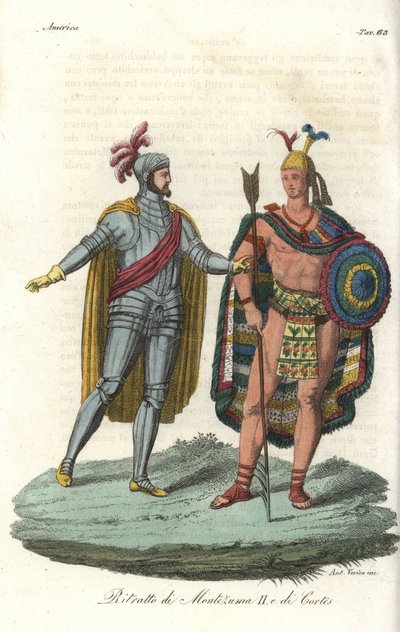 Setkání Hernana Cortése s Montezumou II. v roce 1519 od Gallo Gallina